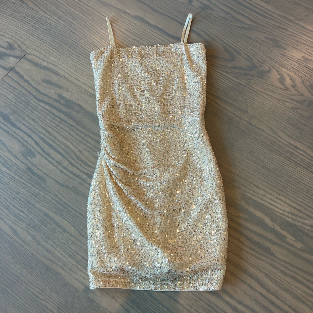 Katie J NYC Girls Gold Sequin Mini Dress